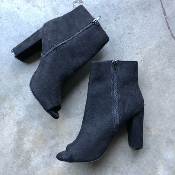 Black Peep Toe boots Sz 8.5 - Picture 3 of 4